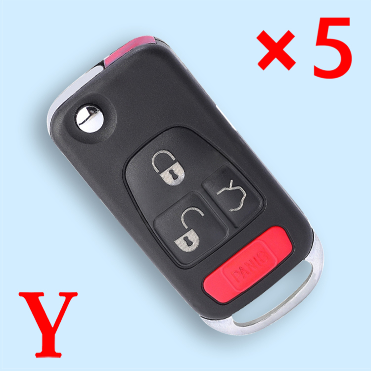 Flip Remote Key Shell 3+1 Button for Mercedes-Benz C E ML S HU39 Blank Blade - pack of 5 