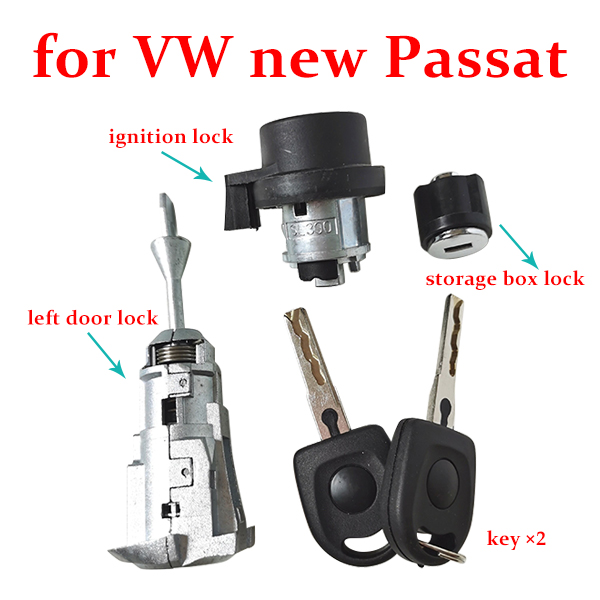 VW new Passat door lock cylinder ignition lock tail box lock full car lock cylinder mechanical lock with 2 pairs of keys