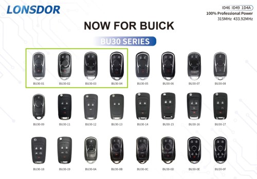 2026 Lonsdor for BUICK BU30 Series Keys Universal Smart Key Work with Lonsdor K518 PRO FCV/ K518 PRO and KW100