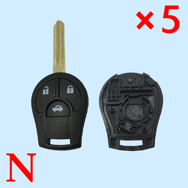 3 Buttons Remote Key Shell for Nissan - 5 pcs