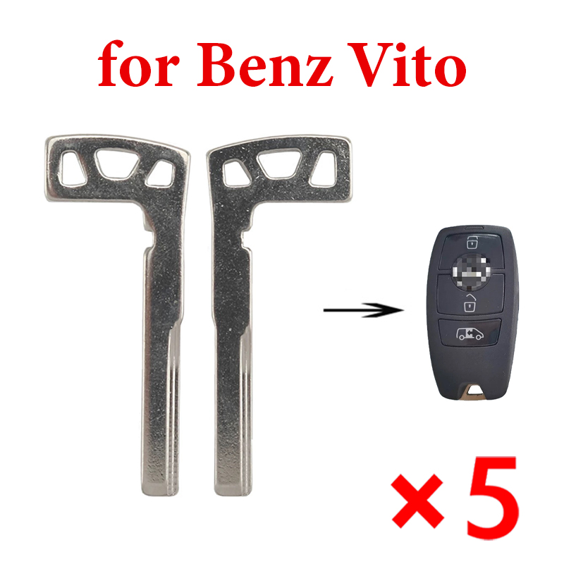 Mercedes-Benz Vito Smart Card Mini Key for Vito Remote Control Emergency Spare Metal Mechanical Key Blank - Pack of 5