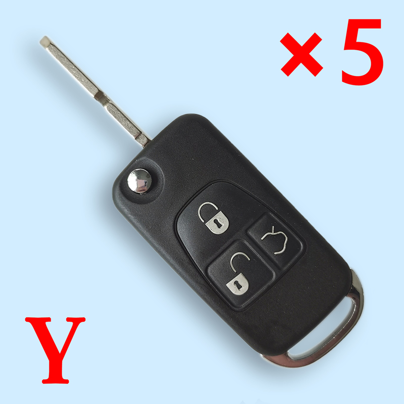 Flip Remote Key Shell 3 Button for Mercedes-Benz C E ML S HU39 Blank Blade - pack of 5 
