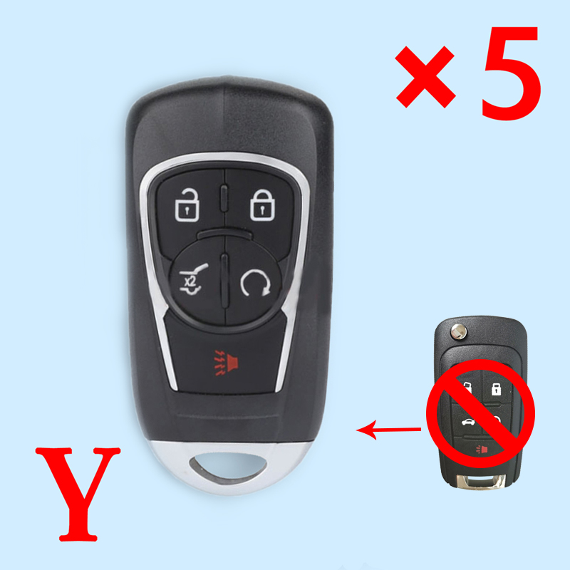 Modify Replacement Folding Remote Key Shell Fob 5 Button for Buick OHT01060512  - Pack of 5