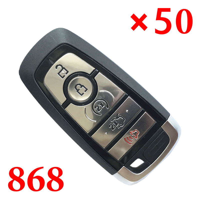 5 Buttons 868 MHz Virgin Smart Proximity Key for 2008~2019 Ford Mustang - ID49 Without Logo - Pack of 50