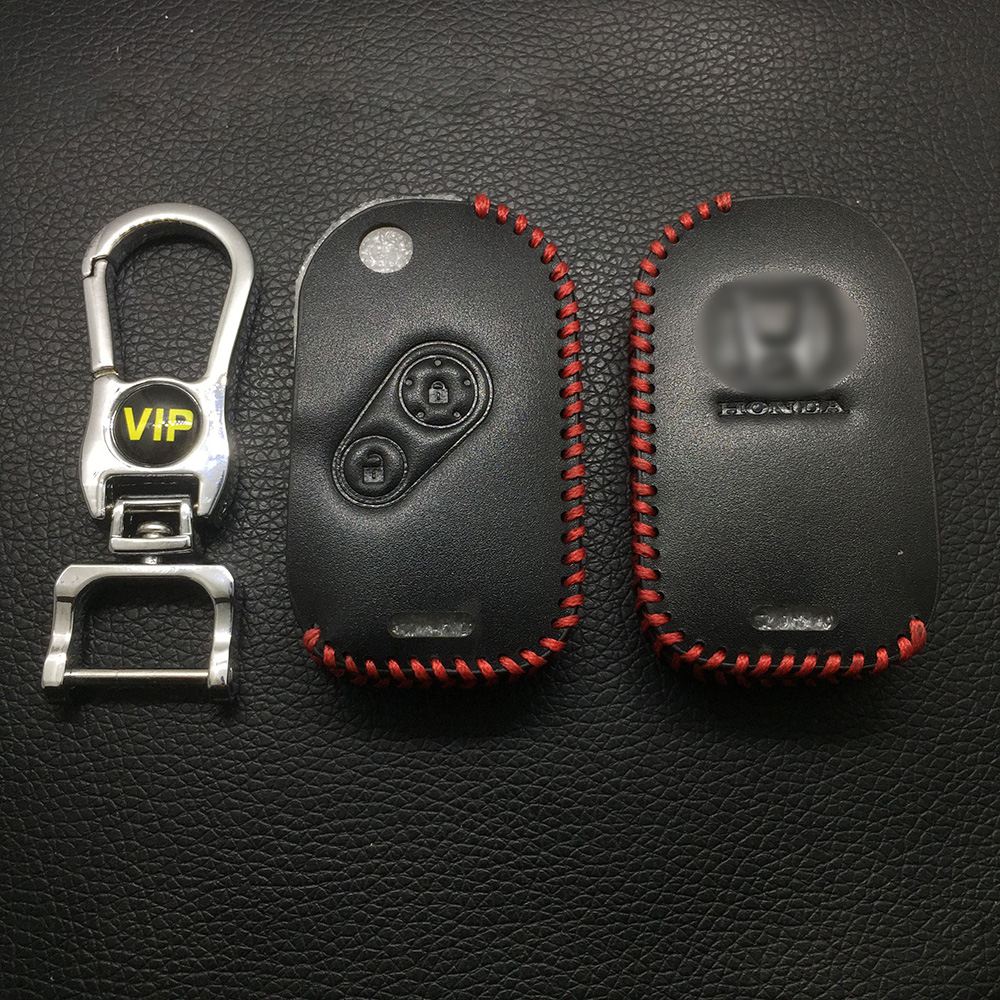 Leather Case for Honda 2 Buttons Round Key Folding Car Key - 5 Sets