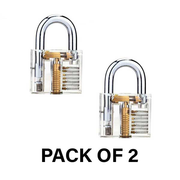 2 x KLOM Transparent Visible Padlock Practice Lock (Bundle of 2)