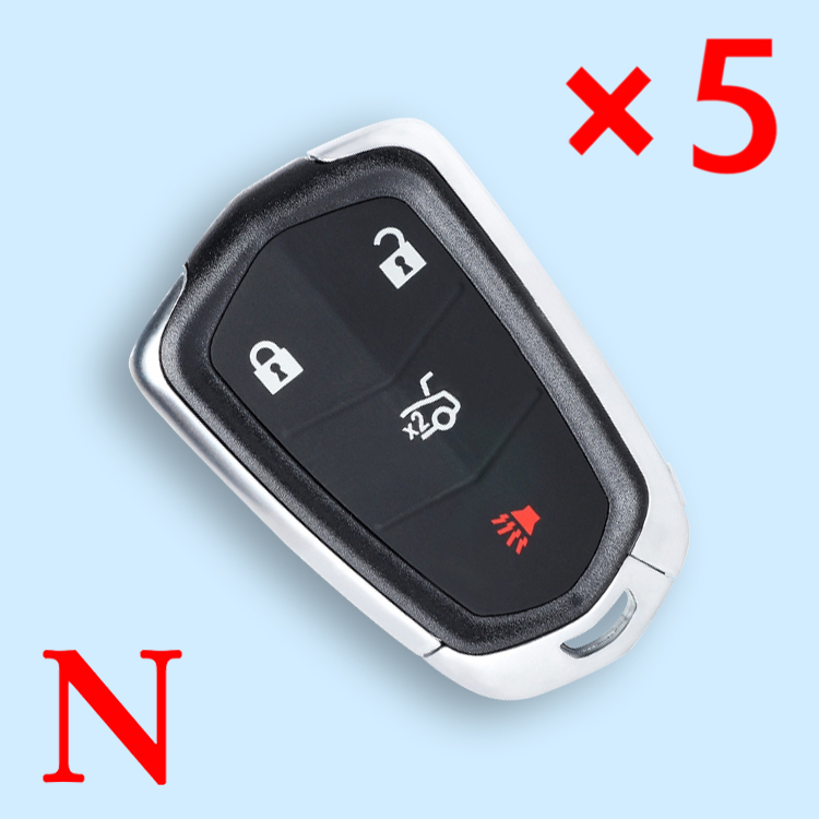 4 Button Smart Remote Key Shell Case Fob for Cadillac ATS CTS 2014 2015 2016 2017 2018 2019 - HYQ2AB - pack of 5 
