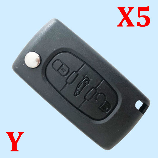3 Button Key Shell CE0523 without Battery Holder with Groove HU83 Blade for Citroen 5pcs