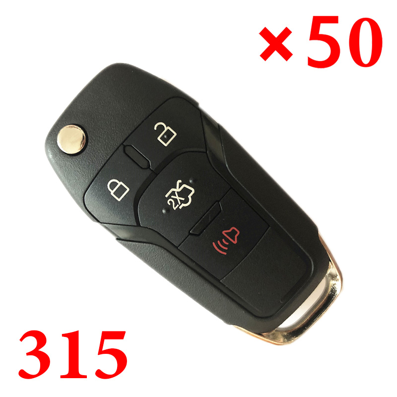 3+1 Buttons 315 MHz  Flip Remote Key for Ford ID49 - Pack of 50