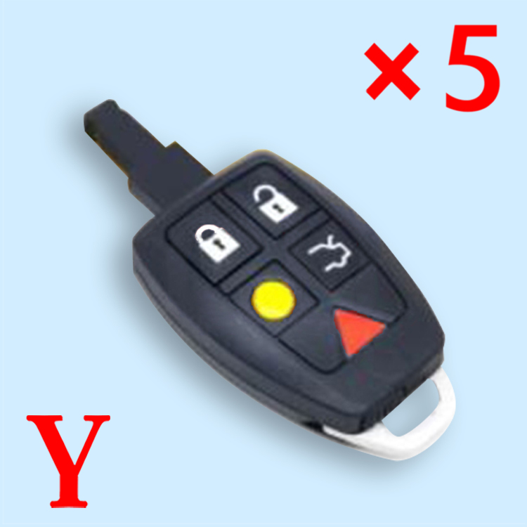 5 Button Remote Key Shell Case Housing Fob for Volvo C30 C70 S40 V50 KR55WK49259 - pack of 5 