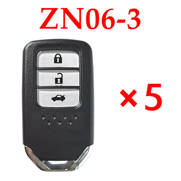 KYDZ Universal Smart Remote Key Honda Type 3 Buttons ZN06-3 - Pack of 5