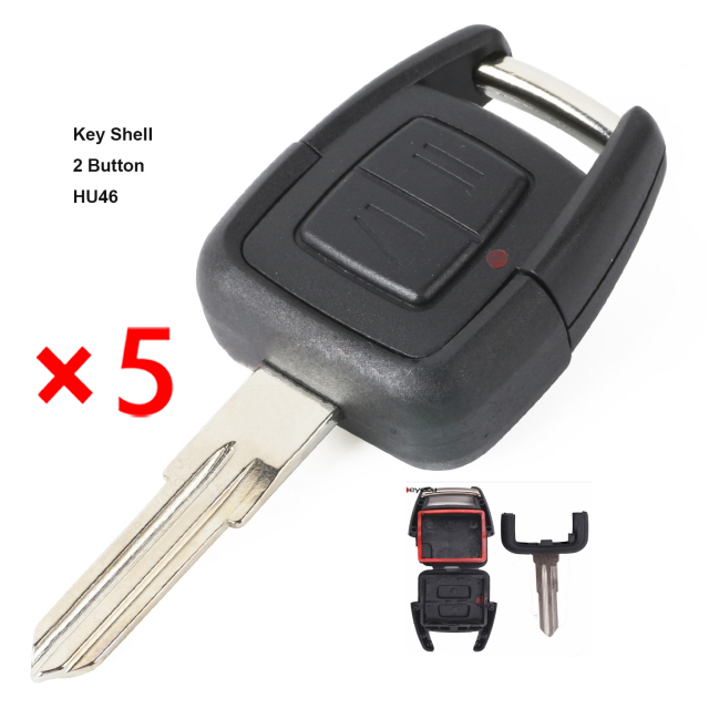 Remote Key Shell 2 Button for OPEL HU46 - pack of 5 