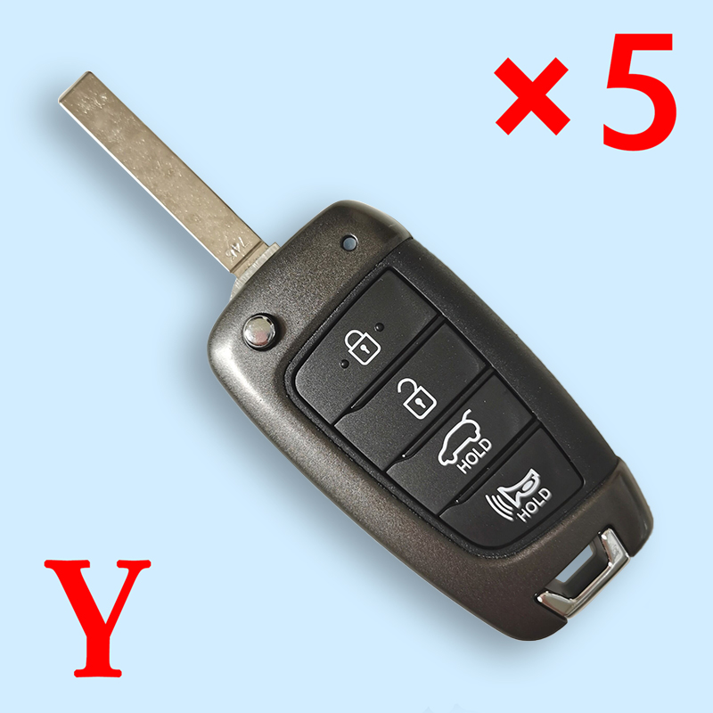 4 Button Remote Key Shell Case Fob for Hyundai Accent Elantra Kona Santa Fe Tucson Veloster 2018 2019 2020 2021 2022 - pack of 5 