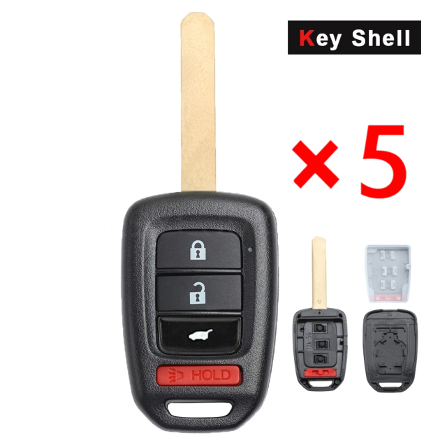 Remote Car Key Shell Case 3+1 Button for 2013-2016 SUV Honda Accord Civic MLBHLIK6-1T With Logo- pack of 5 