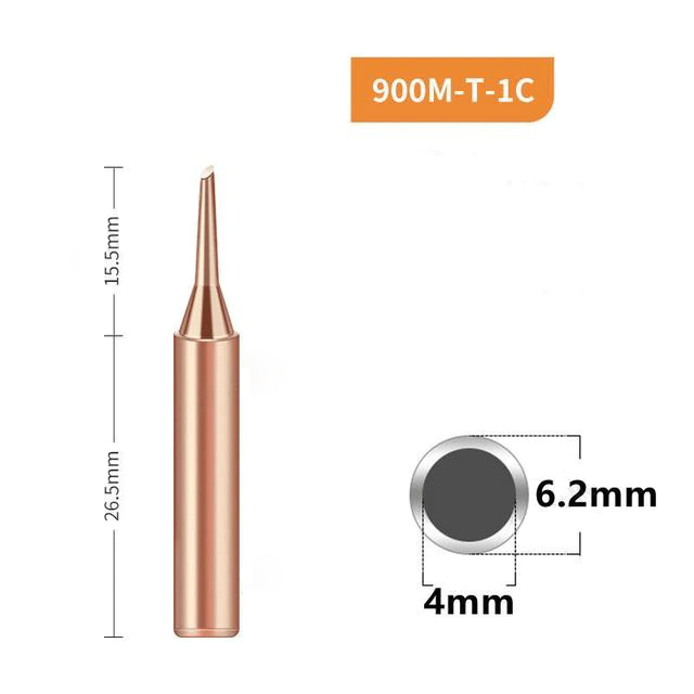 900M-1C Pure Copper Soldering Iron Tip - Pack of 5