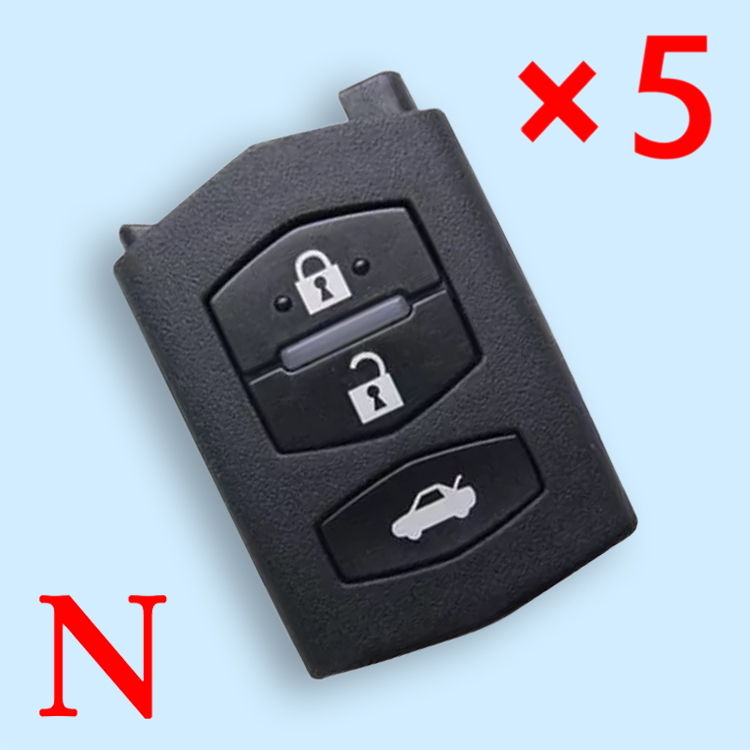 3 Buttons Flip Remote Key Shell Without Head for Mazda - Pack of 5
