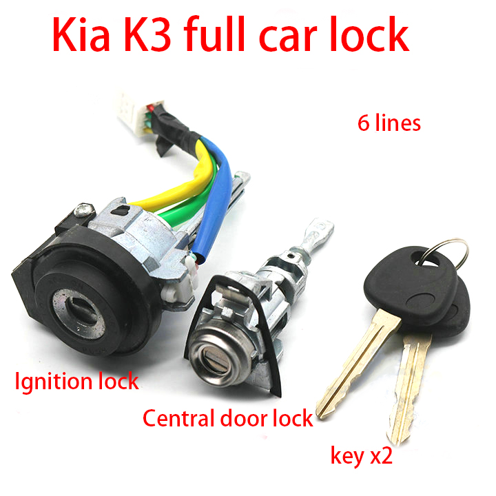 Yueda Kia K3 full car lock left front door lock cylinder ignition lock cylinder with coil K3 full car car lock cylinder