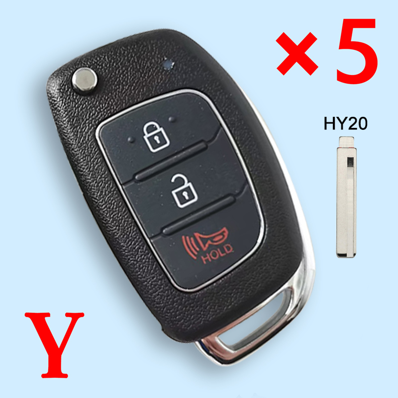 2+1 Button Flip Remote Key Shell Fob for Hyundai Solaris IX35 IX45 Elantra Santa Fe HB20 Verna Solaris HY20 Blade - pack of 5 
