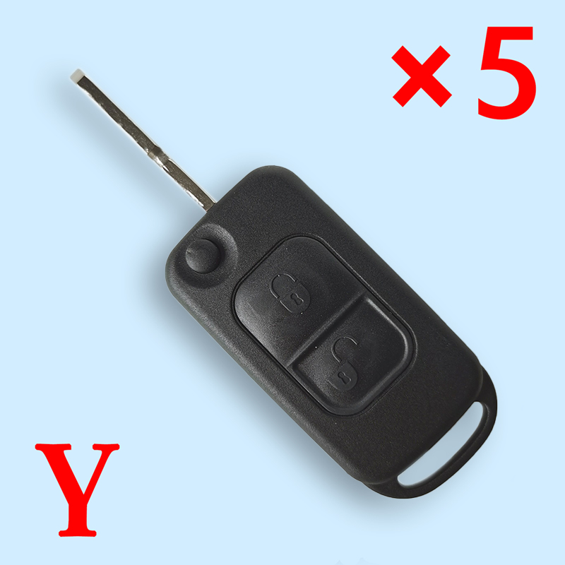 Remote Car Key Shell Case 2 Button for Mercedes-Benz C E ML S HU39 Blank Blade - pack of 5 