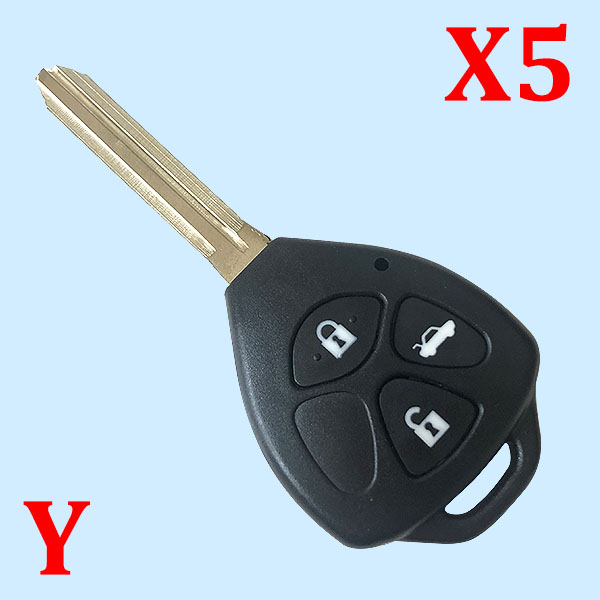 3 Buttons Remote Key Shell for Toyota with TOY43 Blade - 5 pcs