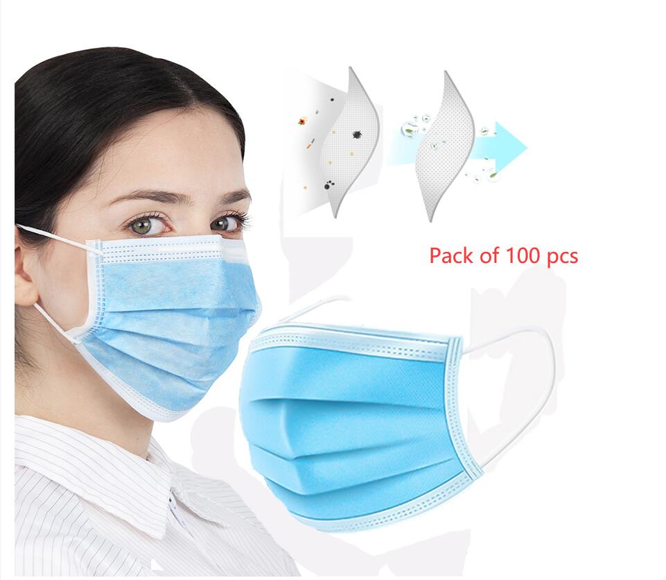 Adult Medical Face Masks Anti Virus - Pack of 100 pcs 