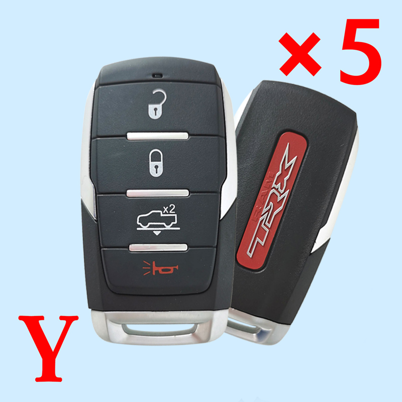 3+1 Buttons Remote Shell for Dodge Ram TRX - Pack of 5