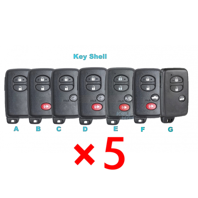 Replacement Smart Remote Card Car Key Shell Fob for Toyota Prius V 2012-2015 Model G- pack of 5 