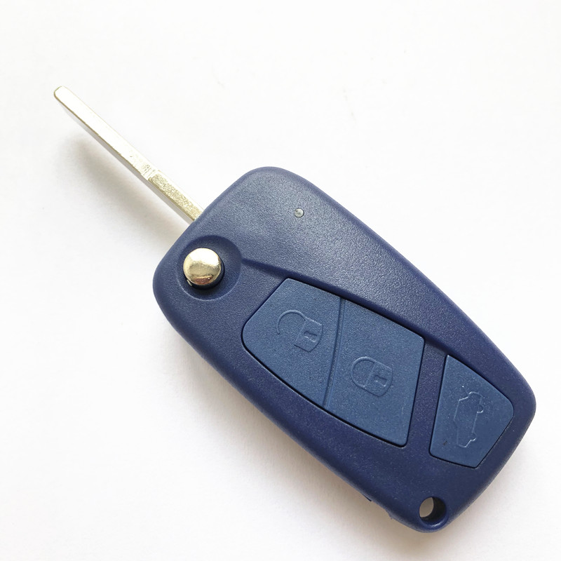 3 Buttons Flip Folding Remote Key Fob Case Blue For Fiat  5pcs