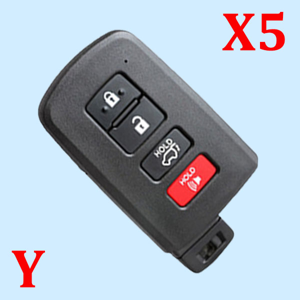 ( Type 11 ) 3+1 Buttons Smart Key Shell for Toyota - Pack of 5
