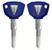 Motorcycle Transponder Key Shell for Kawasaki Blue- Pack of 5