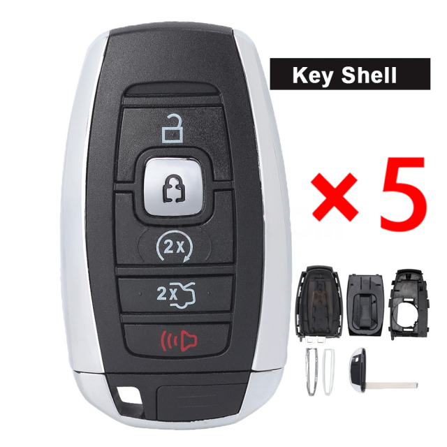 Smart Remote Control Car Key Shell Case Fob for Lincoln Continental MKC MKZ Navigator 2017 2018 2019 FCC ID: M3N-A2C94078000- pack of 5 