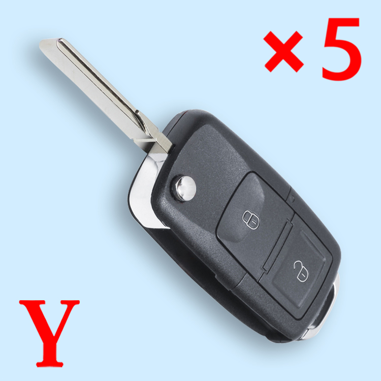 Flip Remote Key Shell 2 Button for VW Passat- pack of 5 