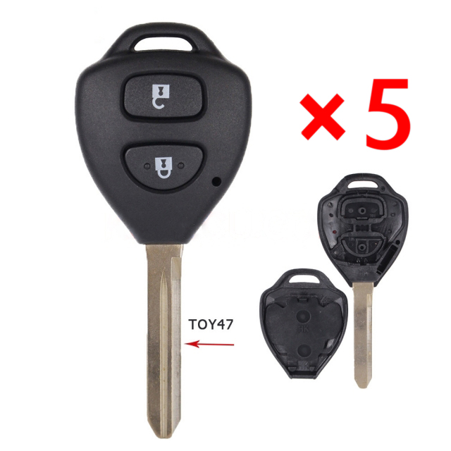 Remote Key 2 Buttons key shell for Toyota TOY47- pack of 5 