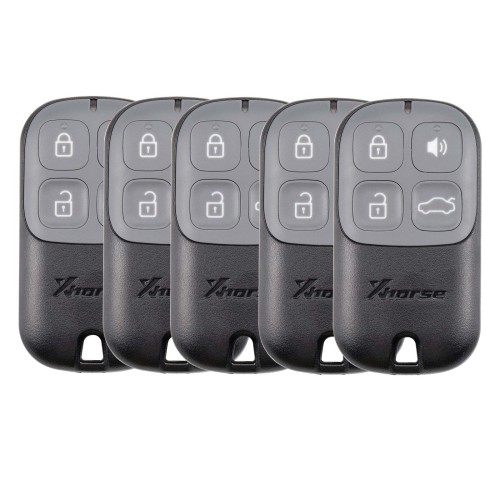 XHORSE XKXH20EN VVDI Black 4 Buttons Second Generation Universal Wired Remote - Pack of 5