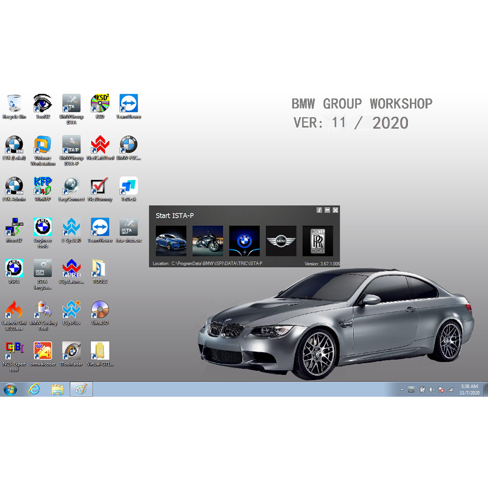 V2020.11 BMW ICOM Software ISTA-D 4.25.40 ISTA-P 3.67.1.006 with Engineers Programming Win7 System 500GB Hard Disk