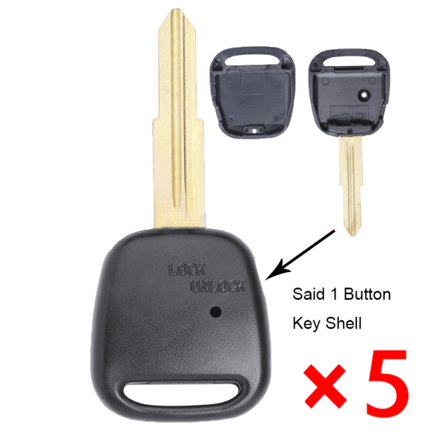 Remote Key Shell Side 1 Button for Toyota Right Blade No Logo- pack of 5 
