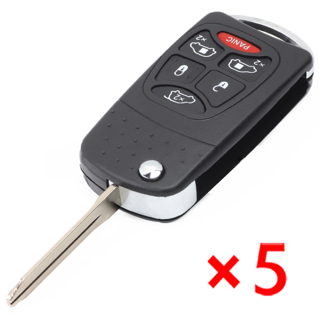 Modified Flip Remote Key Shell 6 Button for Chrysler- pack of 5 