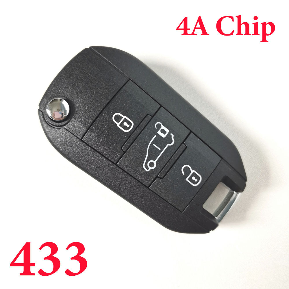 3 Buttons Flip Remote Key for Citroen - with 4A Chip - 433Mhz - with Citroen Logo