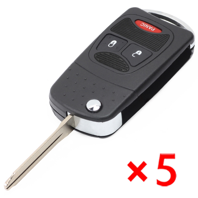 Modified Flip Remote Key Shell 2+1 Button For Chrysler- pack of 5 