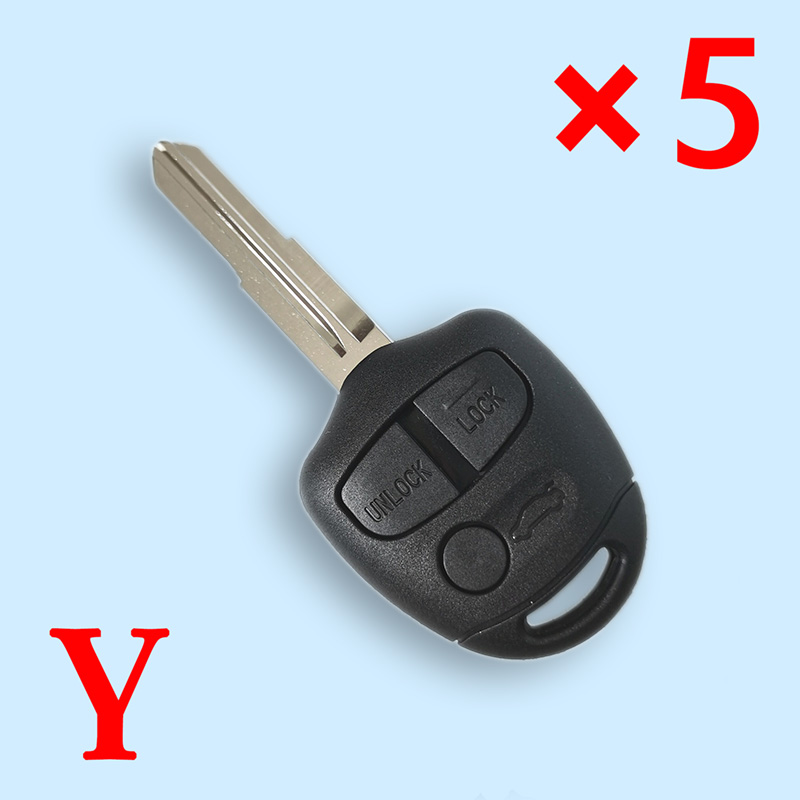 3 Buttons Auto Remote Key Case Shell for Mitsubishi Lancer EX Right Blade - Pack of 5