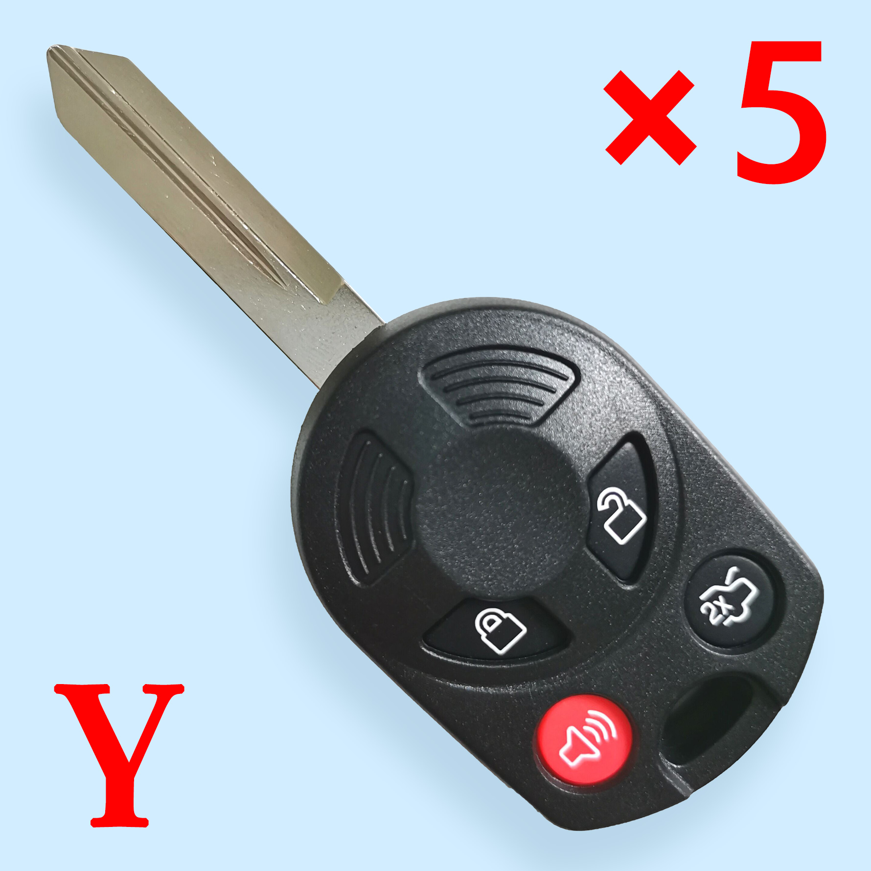 4 Buttons Remote Key Shell for Ford FO38R - Pack of 5