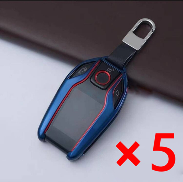 Good Quality Stainless Steel Key Protector LCD Remote Shell Case for Audi for Cadillac for Lexus for Land Rover BMW Merce0des-Benz Blue Color- pack of 5 