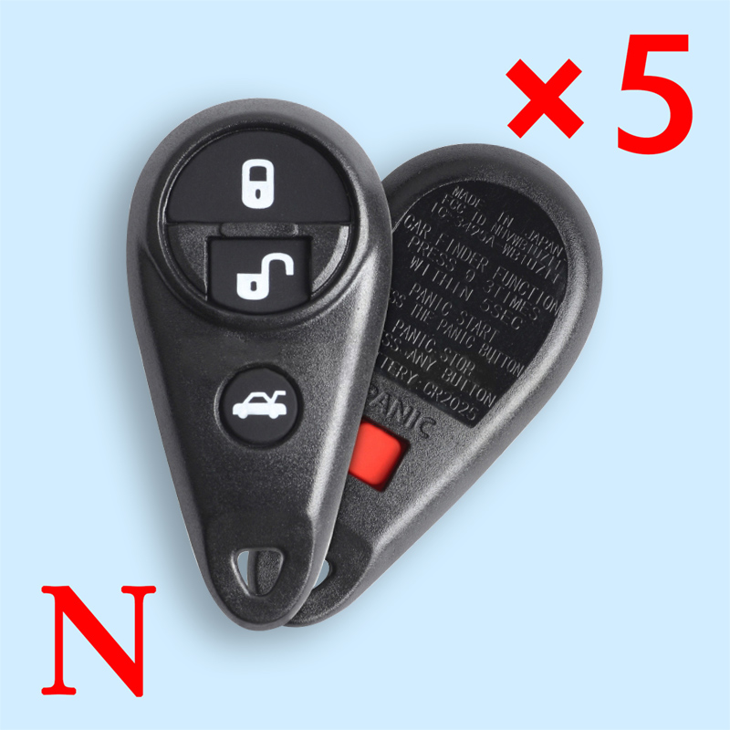 Replacement Remote Key Shell Fob 3+1 Button for Subaru B9 Tribeca Forester Impreza - pack of 5 