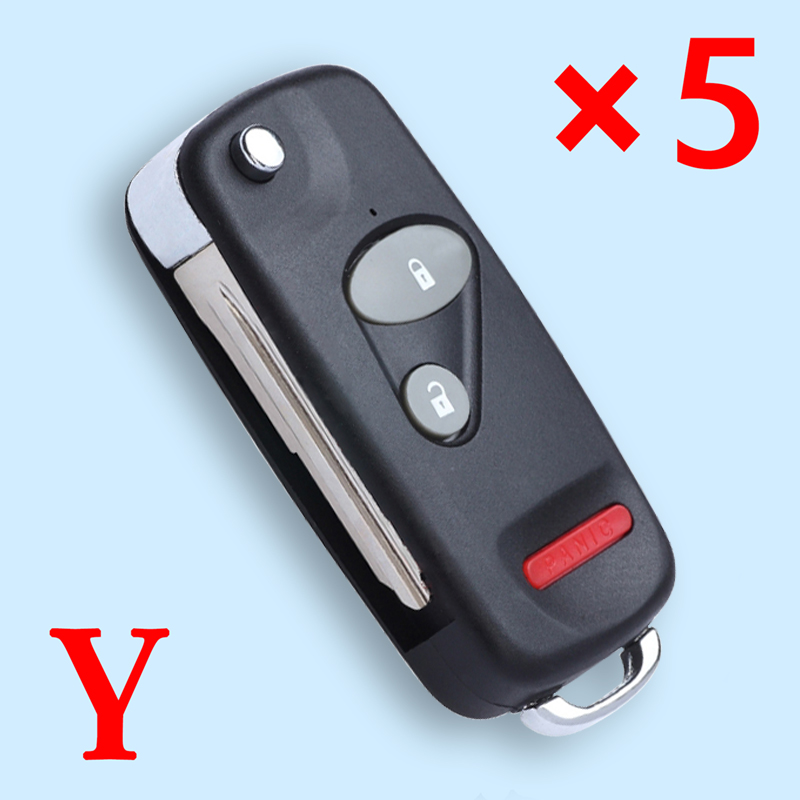 Folding Remote Key Shell 2+1 Button for Honda Accord CRV Civic Pilot- pack of 5 