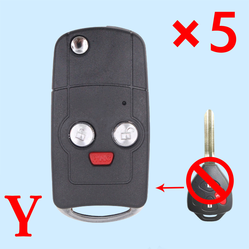 Folding Remote Key Shell 3 Button for Toyota Hilux Rav4 Corolla Uncut TOY43- pack of 5 