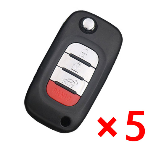 Replacement 4B Flip Remote Key Shell Case for Smart Fortwo 453 Forfour 2015-2017 - Pack of 5