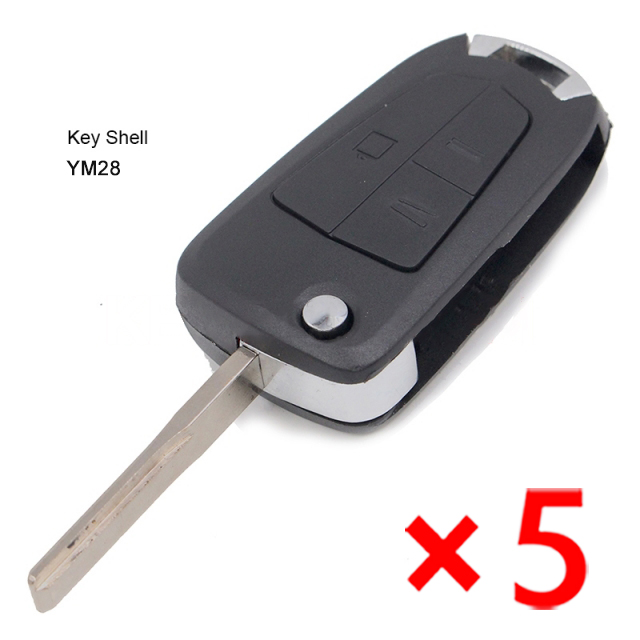 Folding Remote Key Case 3 Button for OPEL with YM28 Blade - pack of 5 