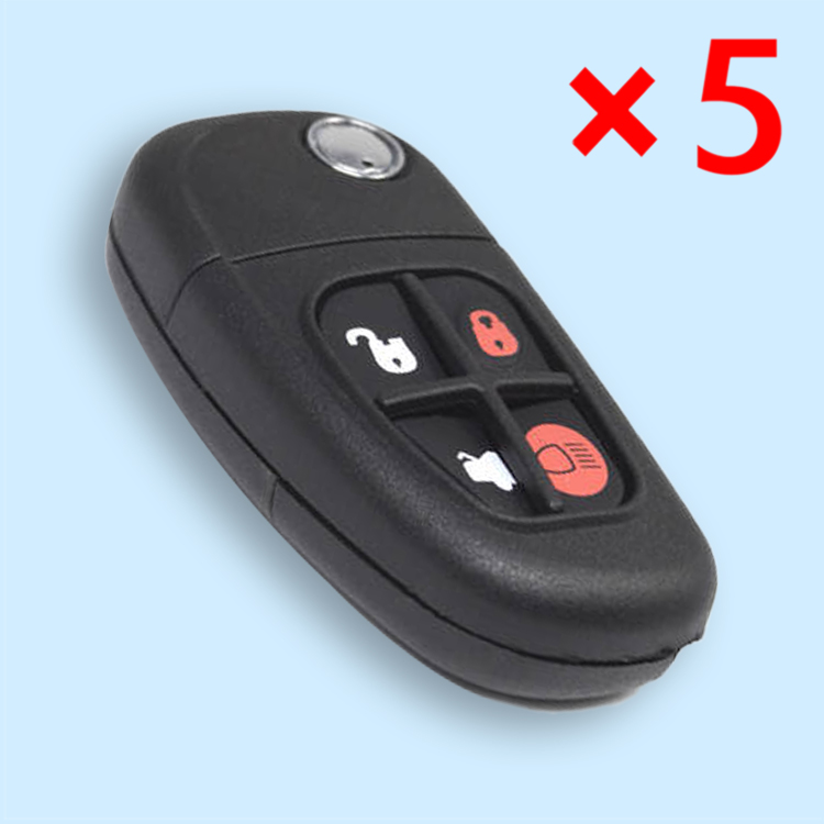 4 Button Flip Remote Key Shell with Head for Jaguar (5pcs)