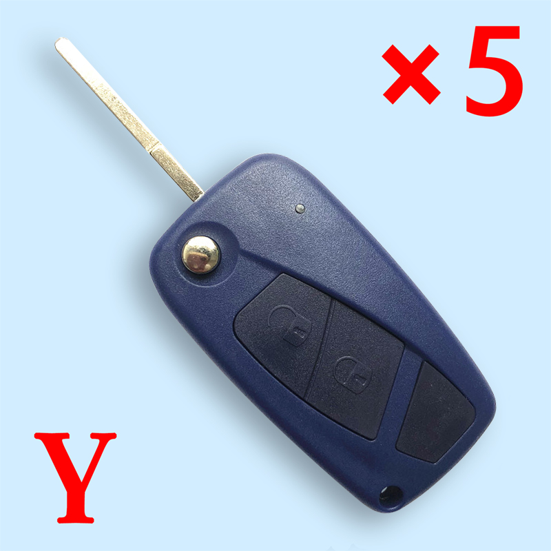 2 Buttons Flip Folding Remote Key Fob Case Black For Fiat Iveco Blue Car key 5pcs