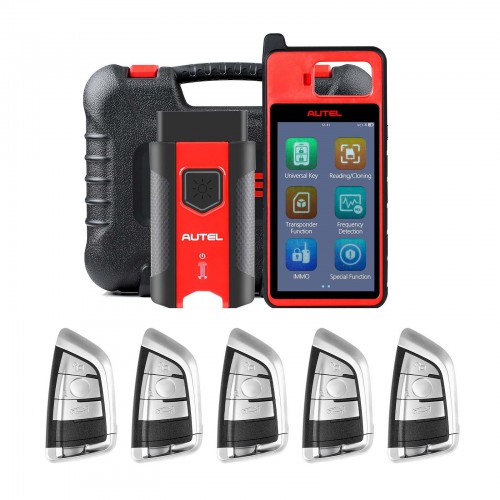 [US/EU/UK Ship] Autel MaxiIM KM100 KM100E Universal Key Generator Plus 5pcs Autel Razor Style Universal Key Compatible with 700+ Car Makes